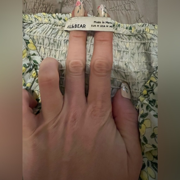 Pull&bear cami dress w/ frill hem in blue & lemon print, size medium, sold out! - Picture 6 of 8